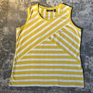 Susan Graver Weekend Yellow and White Striped Tank Top